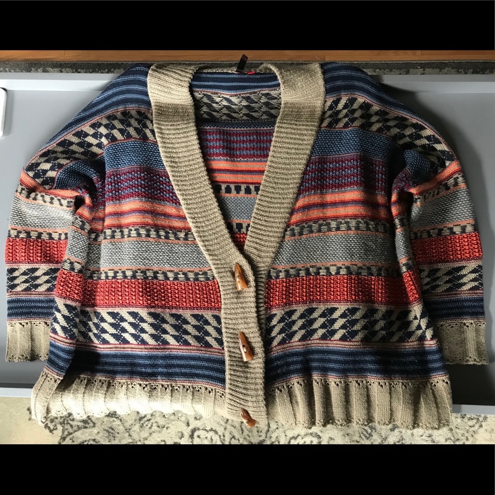 Aztec print oversized knit sweater